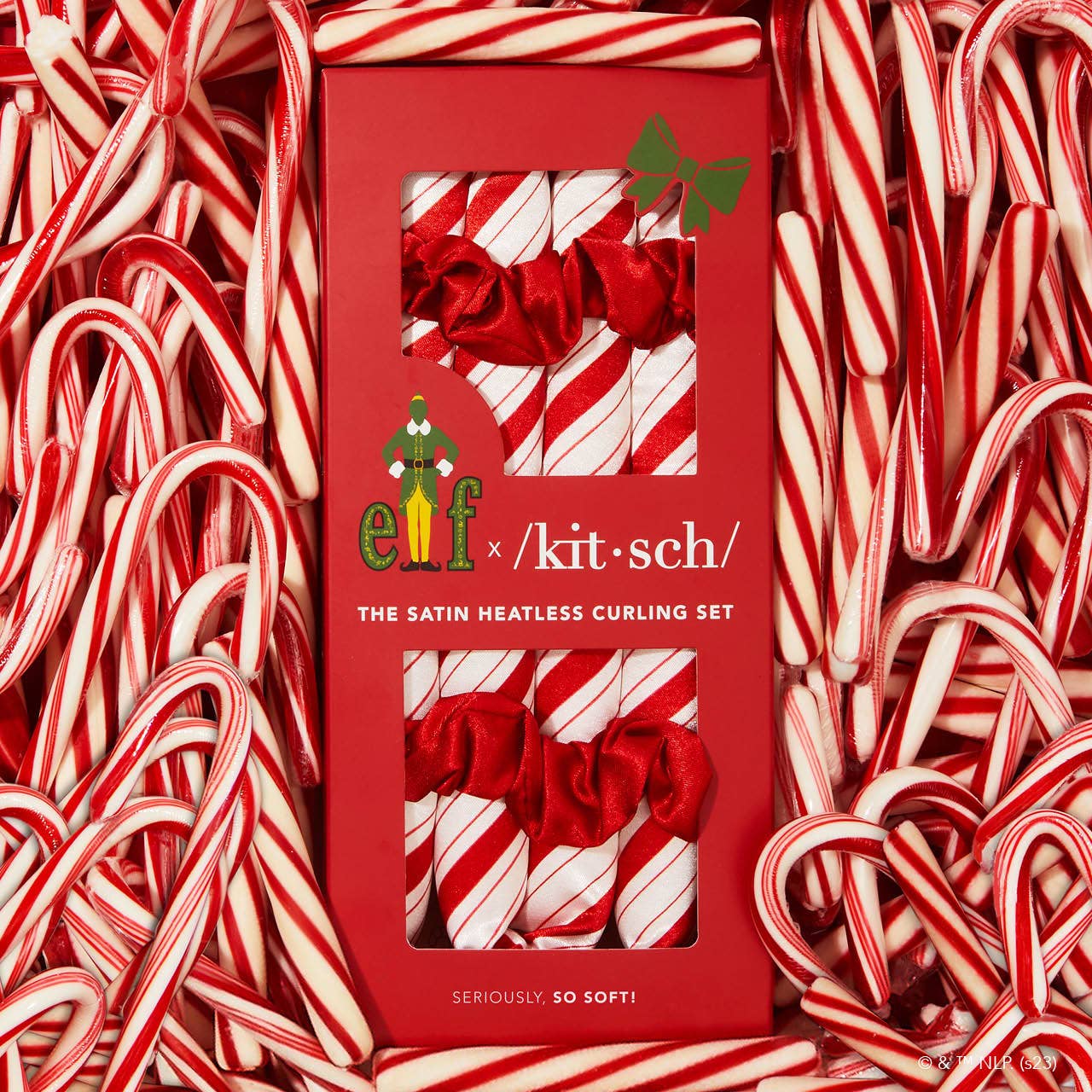 Kitsch x Elf Satin Heatless Set- Candy Cane