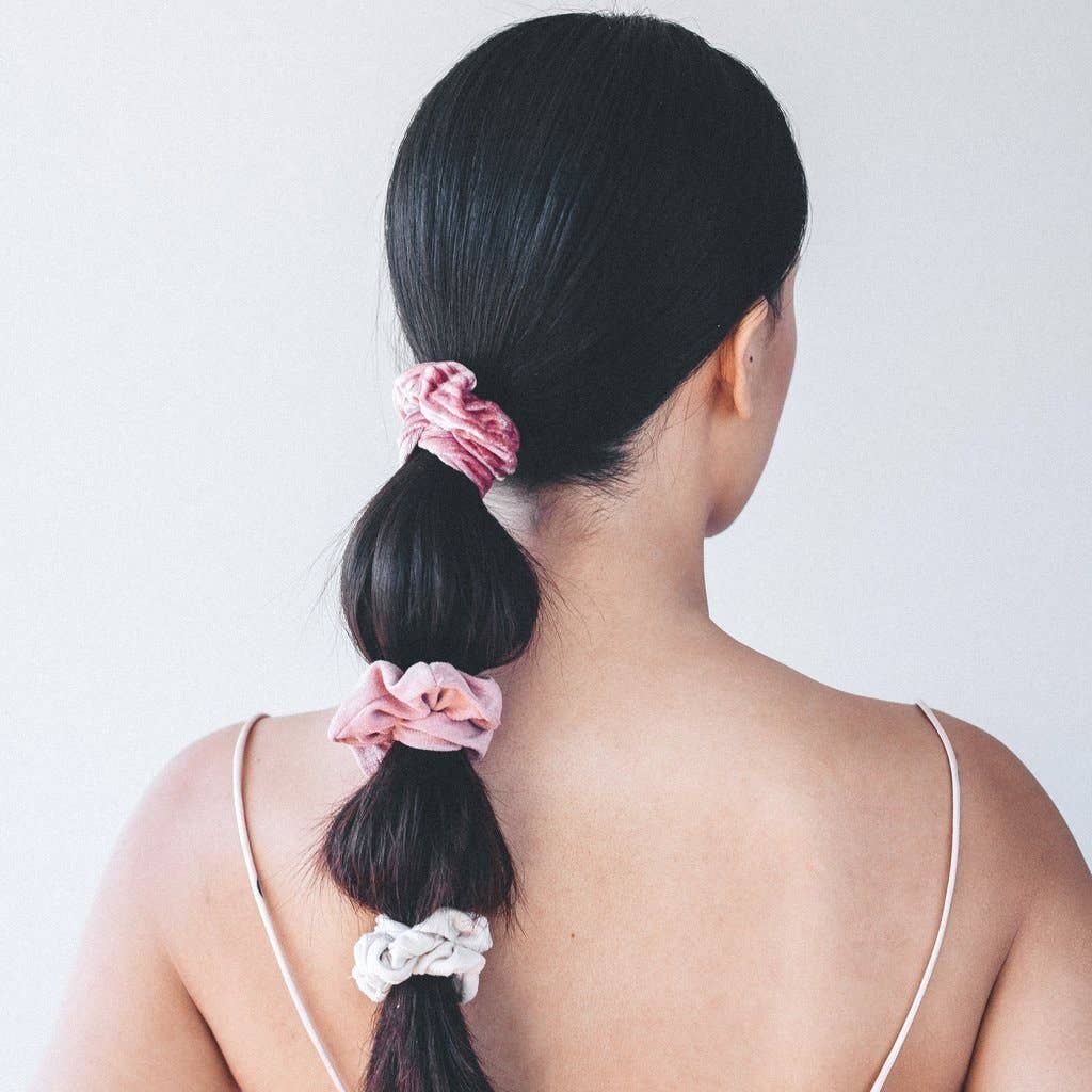 Kitsch Velvet Scrunchies - Blush and Mauve 5pc