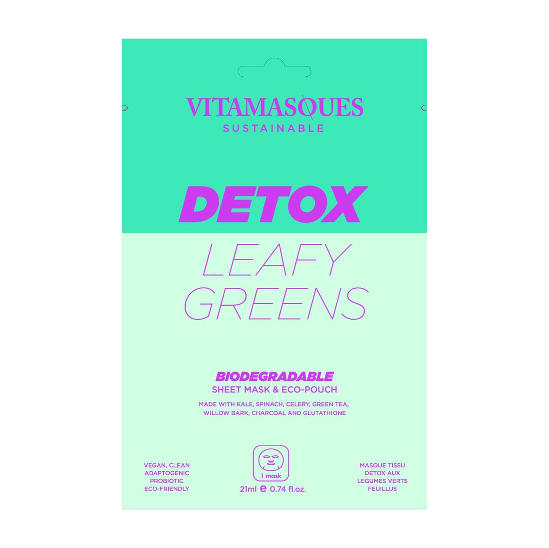 Vitamasques Detox Leafy Greens Biodegradable Face Sheet Mask