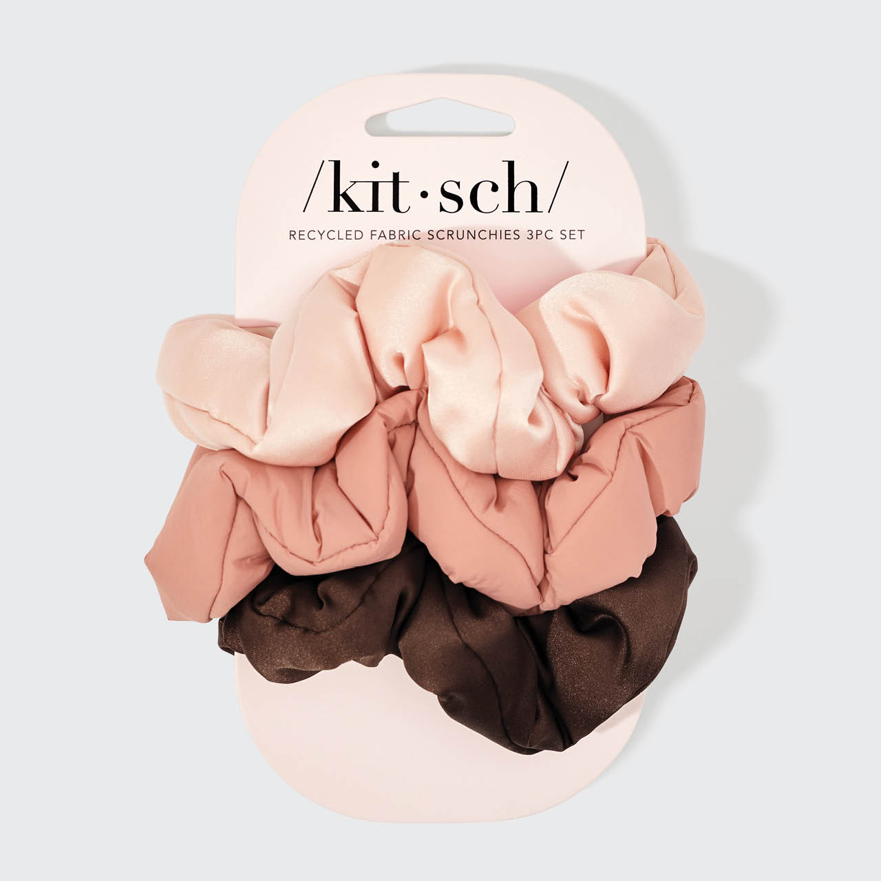 Kitsch Recycled Fabric Cloud Scrunchies 3pc Set - Rosewood