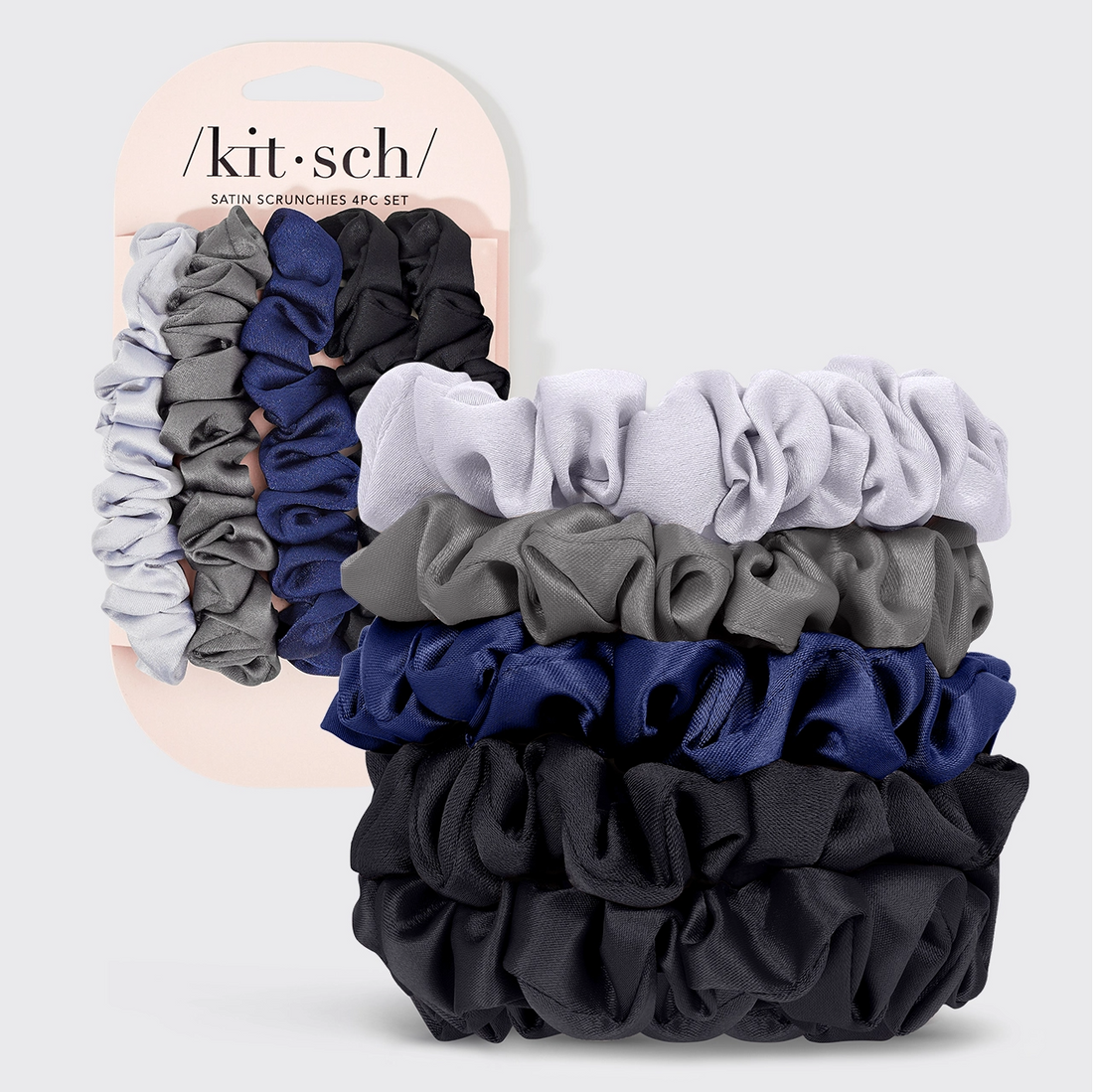 Kitsch Satin Petite Scrunchies 5pc Set- Midnight