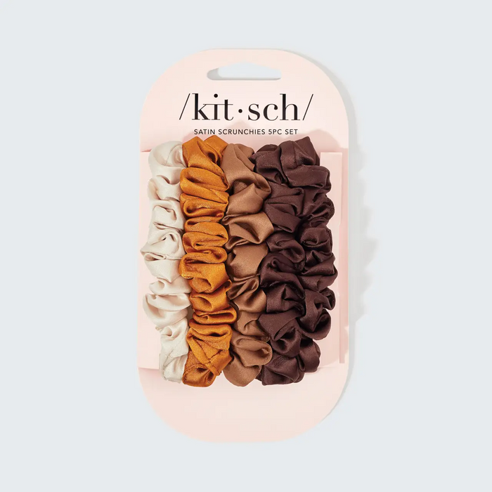 Kitsch Satin Petite Scrunchies 5pc Set- Sedona