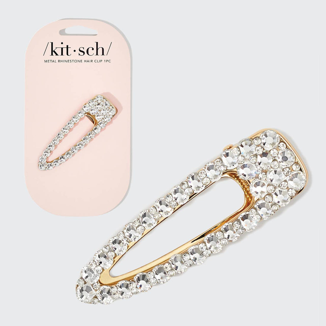 Kitsch Metal Rhinestone Large Open Shape Hair Clip 1pc - Gold