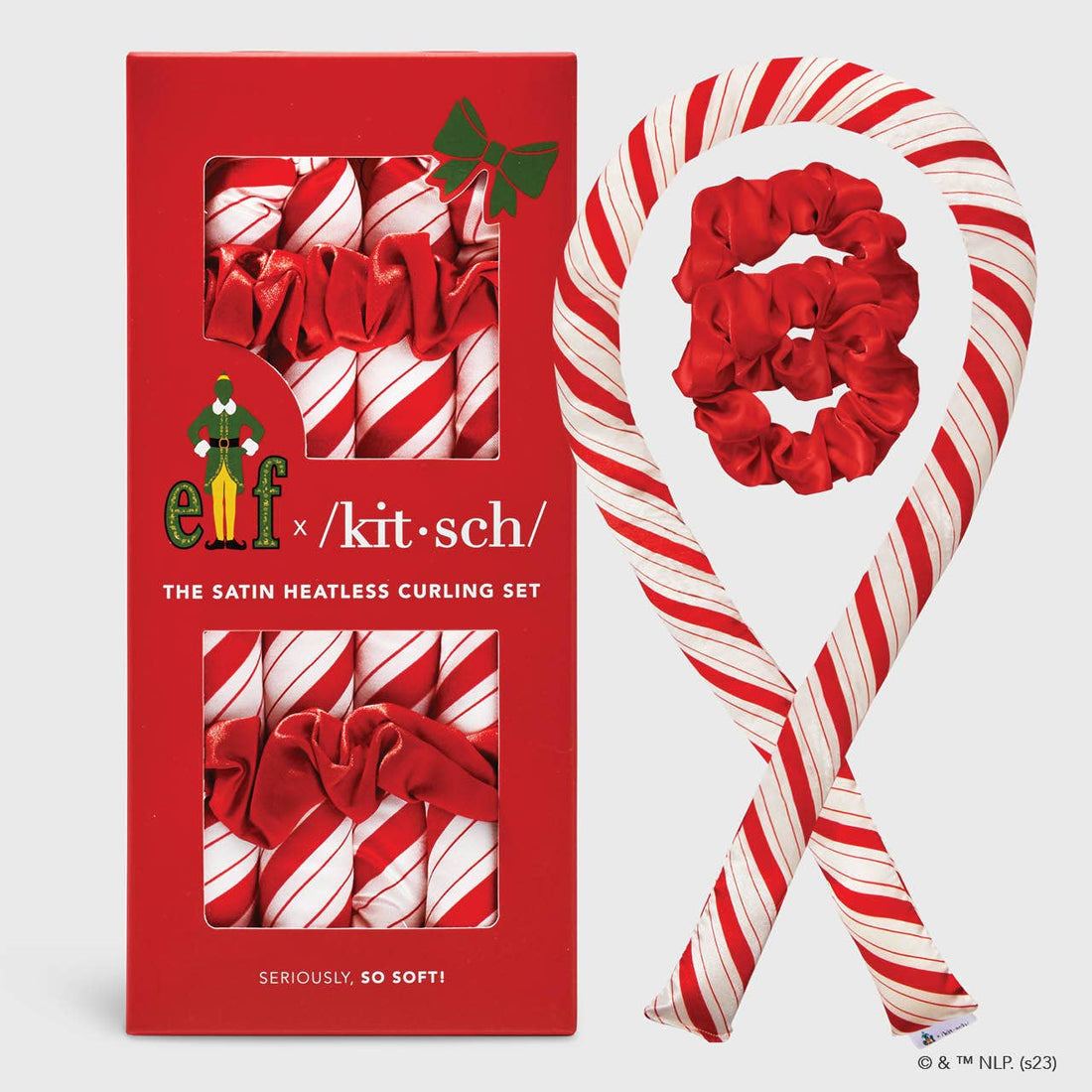 Kitsch x Elf Satin Heatless Set- Candy Cane