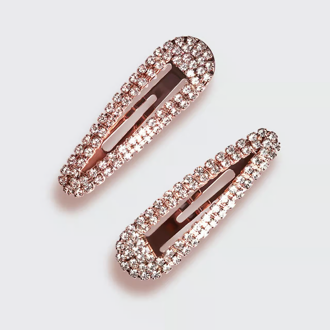 Kitsch Mini Rhinestone Snap Clips - Rose Gold