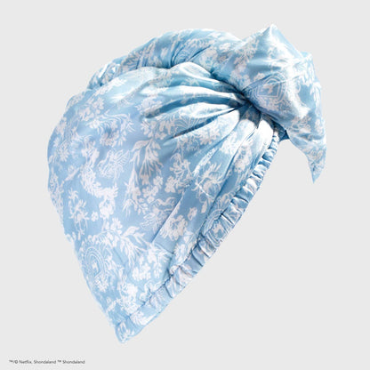 Kitsch x Bridgerton Satin Wrapped Hair Towel - Toile De Blue