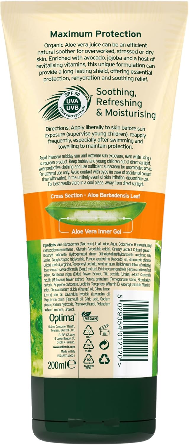 Aloe Pura Organic Aloe Vera Sun Lotion SPF 50 200ml