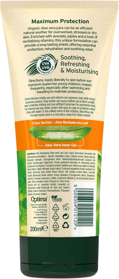 Aloe Pura Organic Aloe Vera Sun Lotion SPF 50 200ml