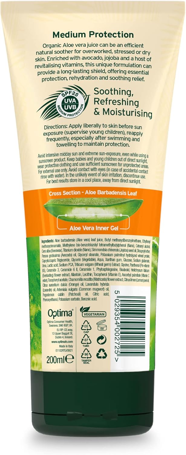 Aloe Pura Organic Aloe Vera Sun Lotion SPF 25 200ml