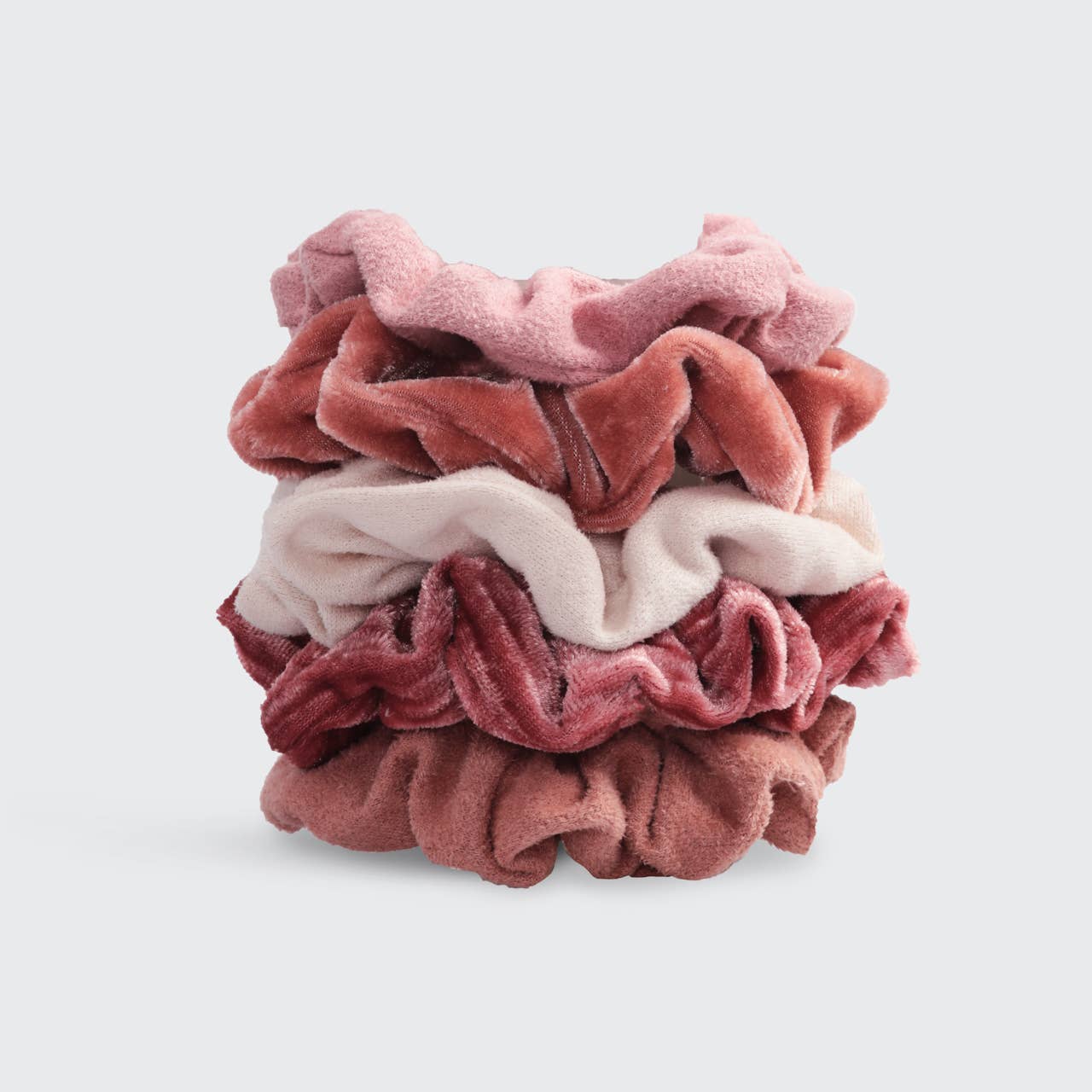 Kitsch Velvet Scrunchies - Blush and Mauve 5pc