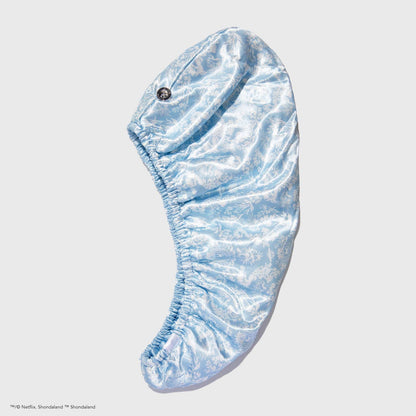 Kitsch x Bridgerton Satin Wrapped Hair Towel - Toile De Blue