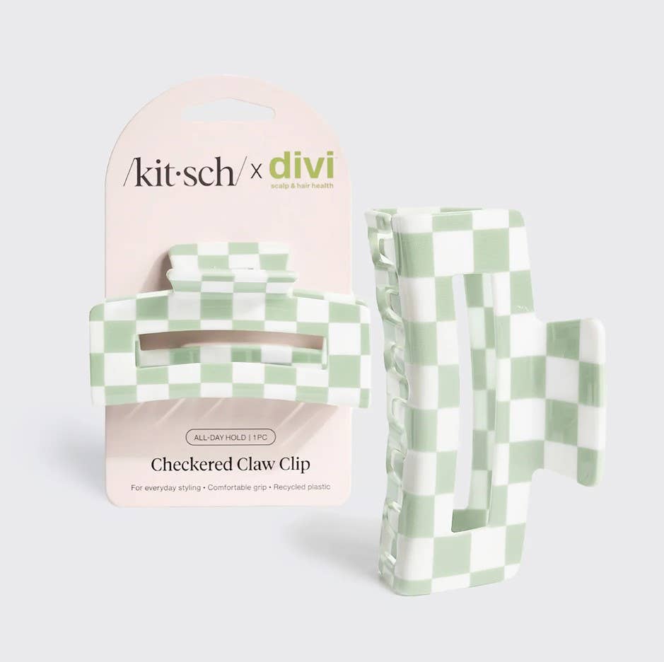 Kitsch x Divi Recycled Plastic Checkered Claw Clip 1pc