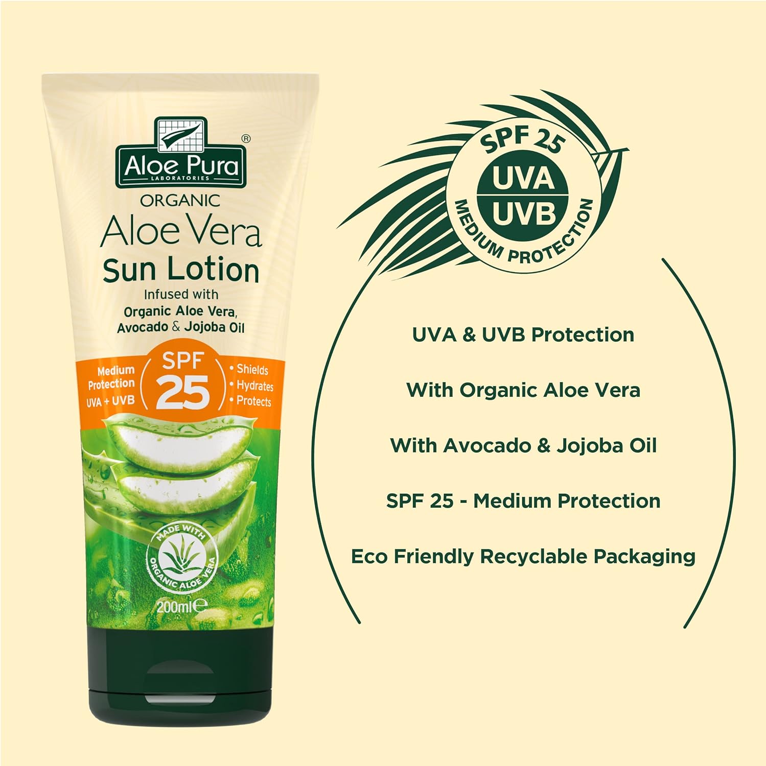 Aloe Pura Organic Aloe Vera Sun Lotion SPF 25 200ml