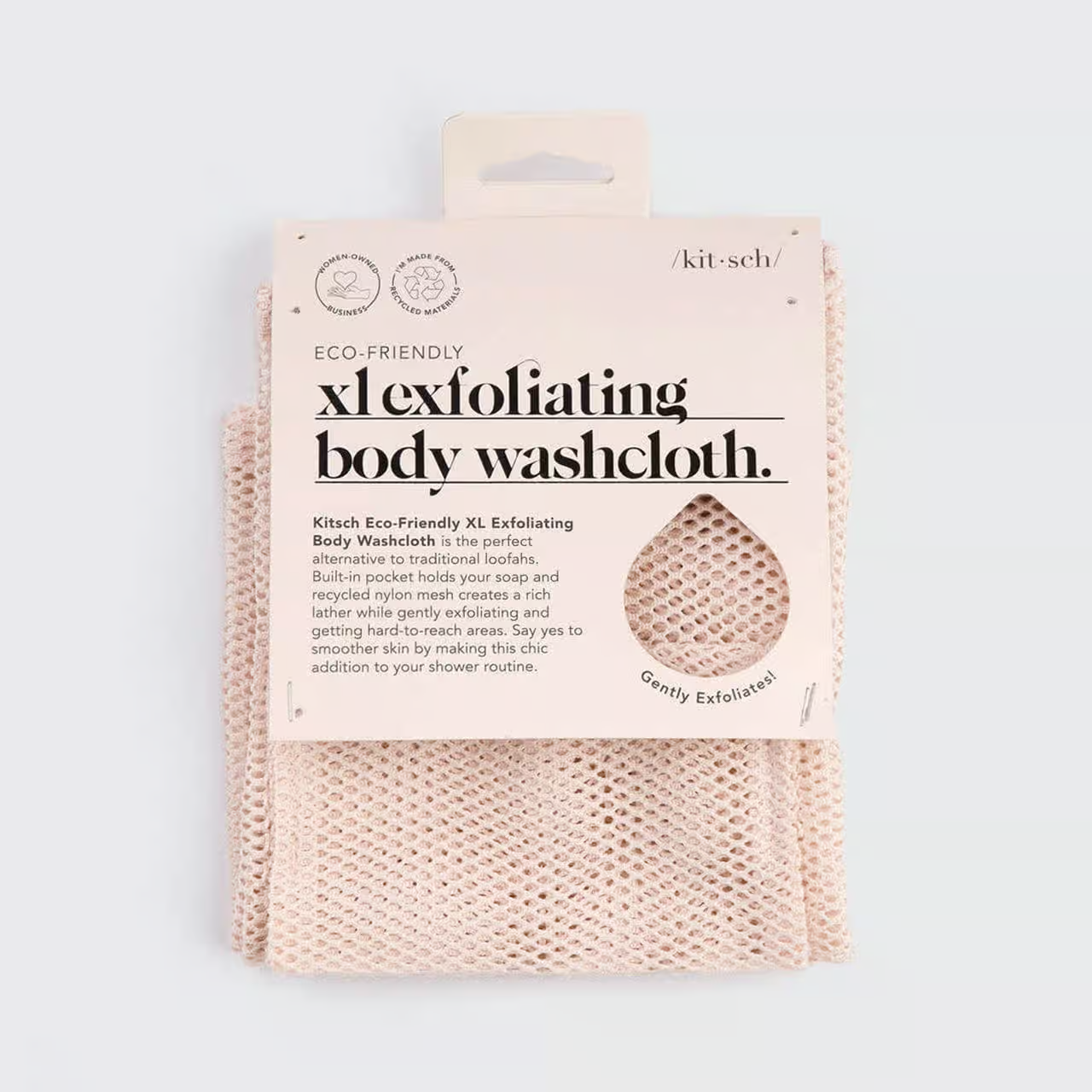 Kitsch XL Exfoliating Body Washcloth - Blush