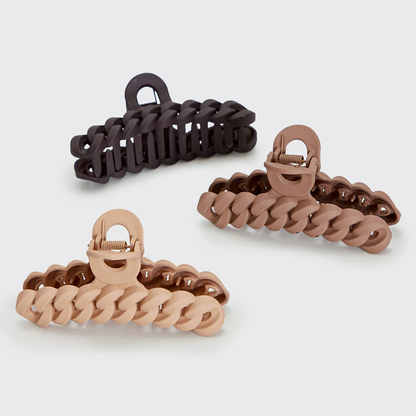 Kitsch Eco-friendly Chain Claw Clip 3pc Set - Neutral