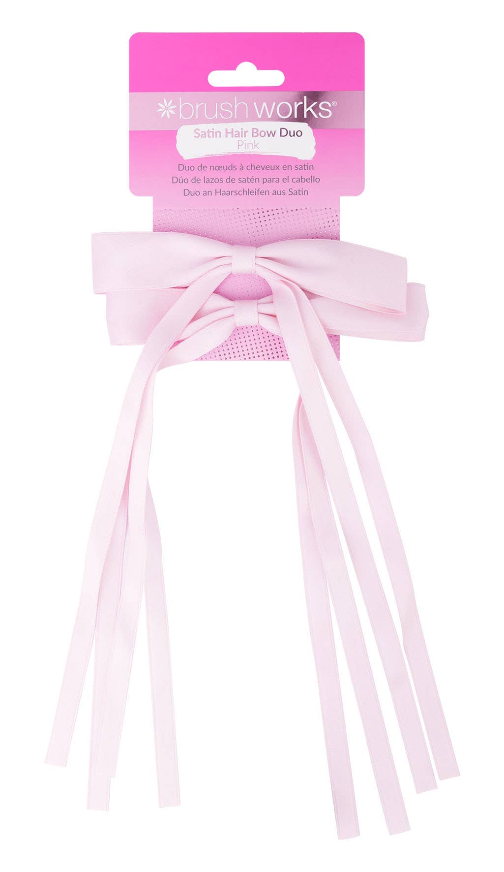 Brushworks Satin Hair Bow Duo – Pink