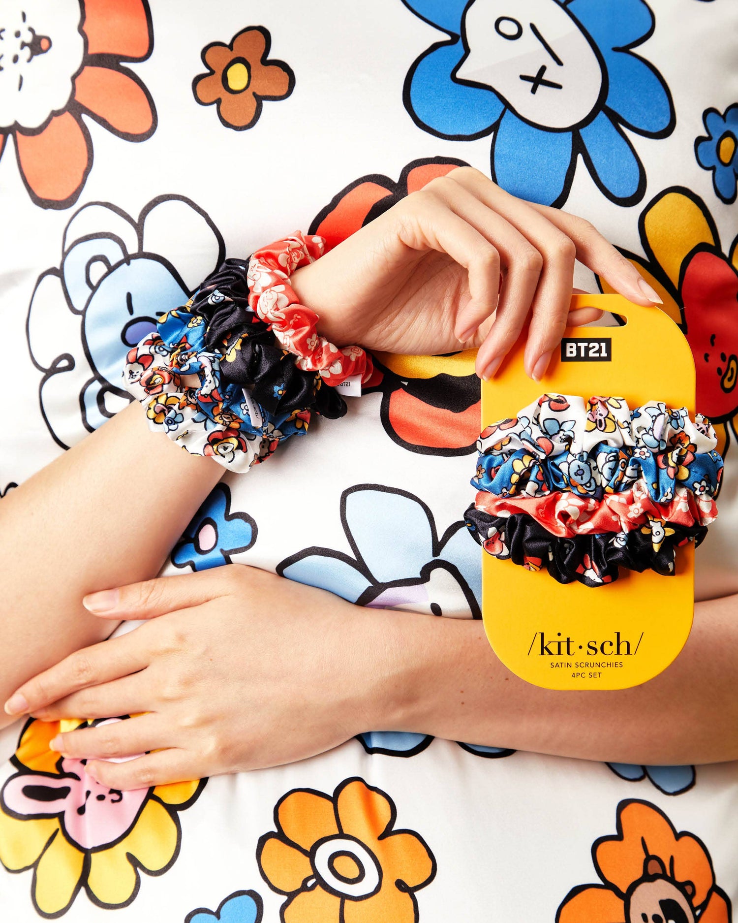 Kitsch x BT21 Satin Sleep Scrunchies 4pc Set