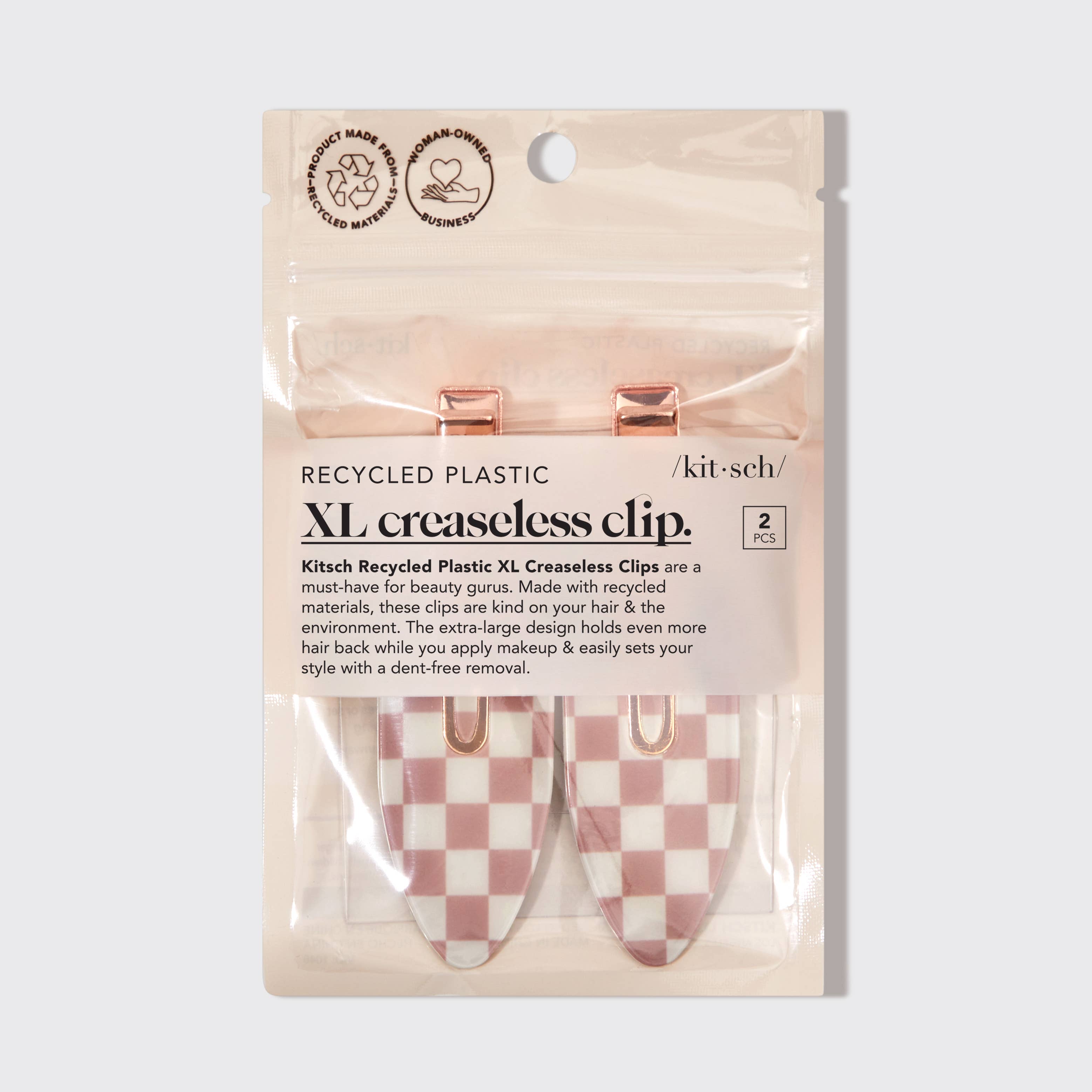 Kitsch Recycled Plastic XL Creaseless Clips 2pc Set -Terracotta