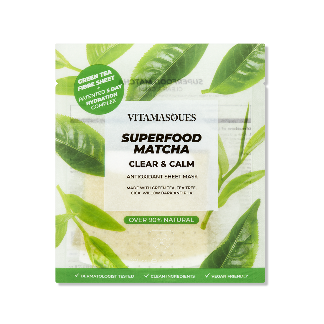 SUPERFOOD MATCHA CLEAR &amp; CALM ANTIOXIDANT FACE SHEET MASK