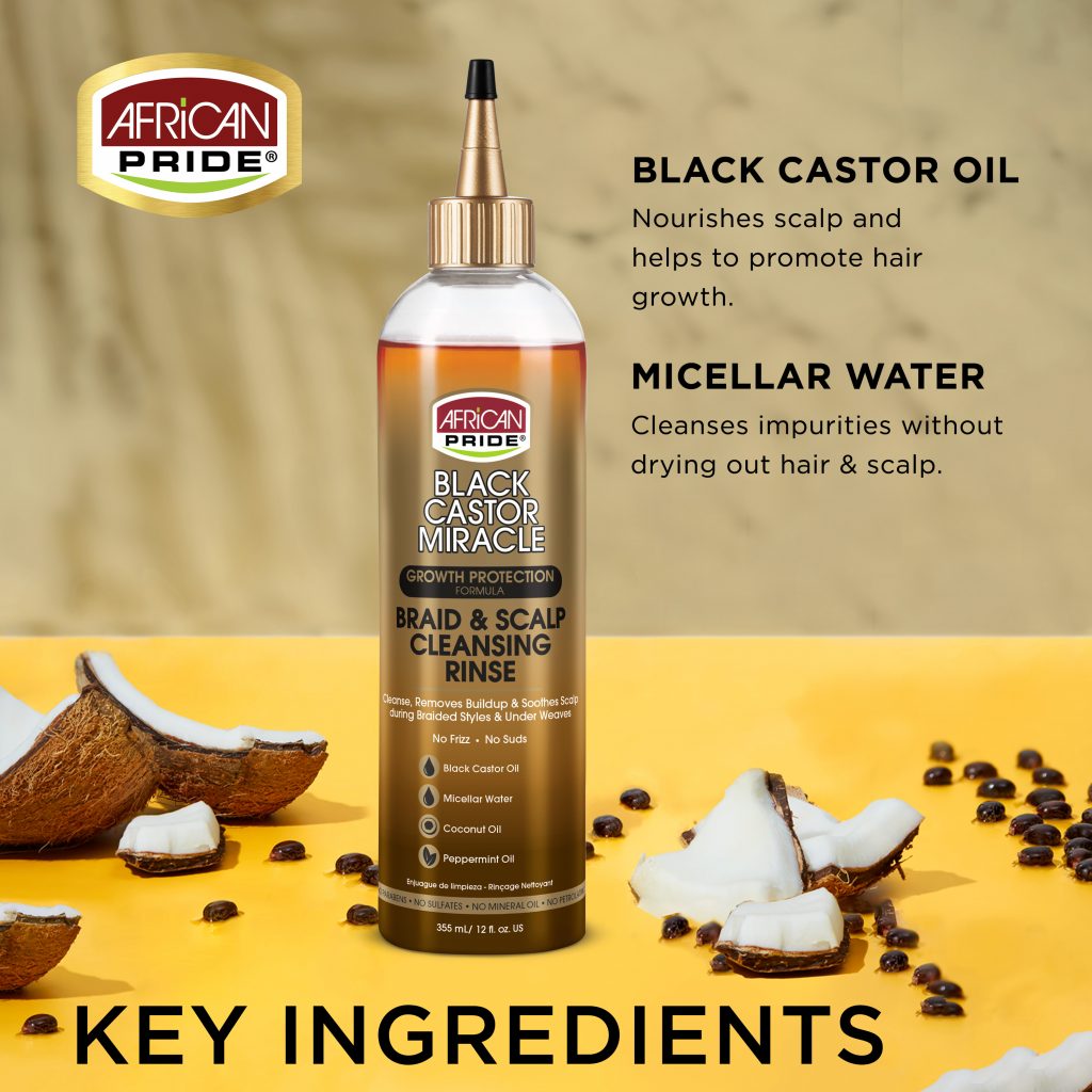 African Pride Black Castor Miracle Braid &amp; Scalp Cleansing Rinse 12oz