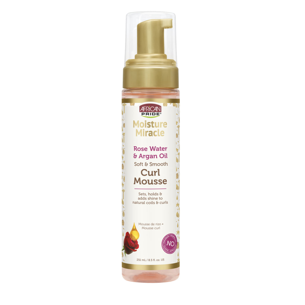 African Pride Moisture Miracle Rose Water &amp; Argan Oil Curl Mousse 8.5oz