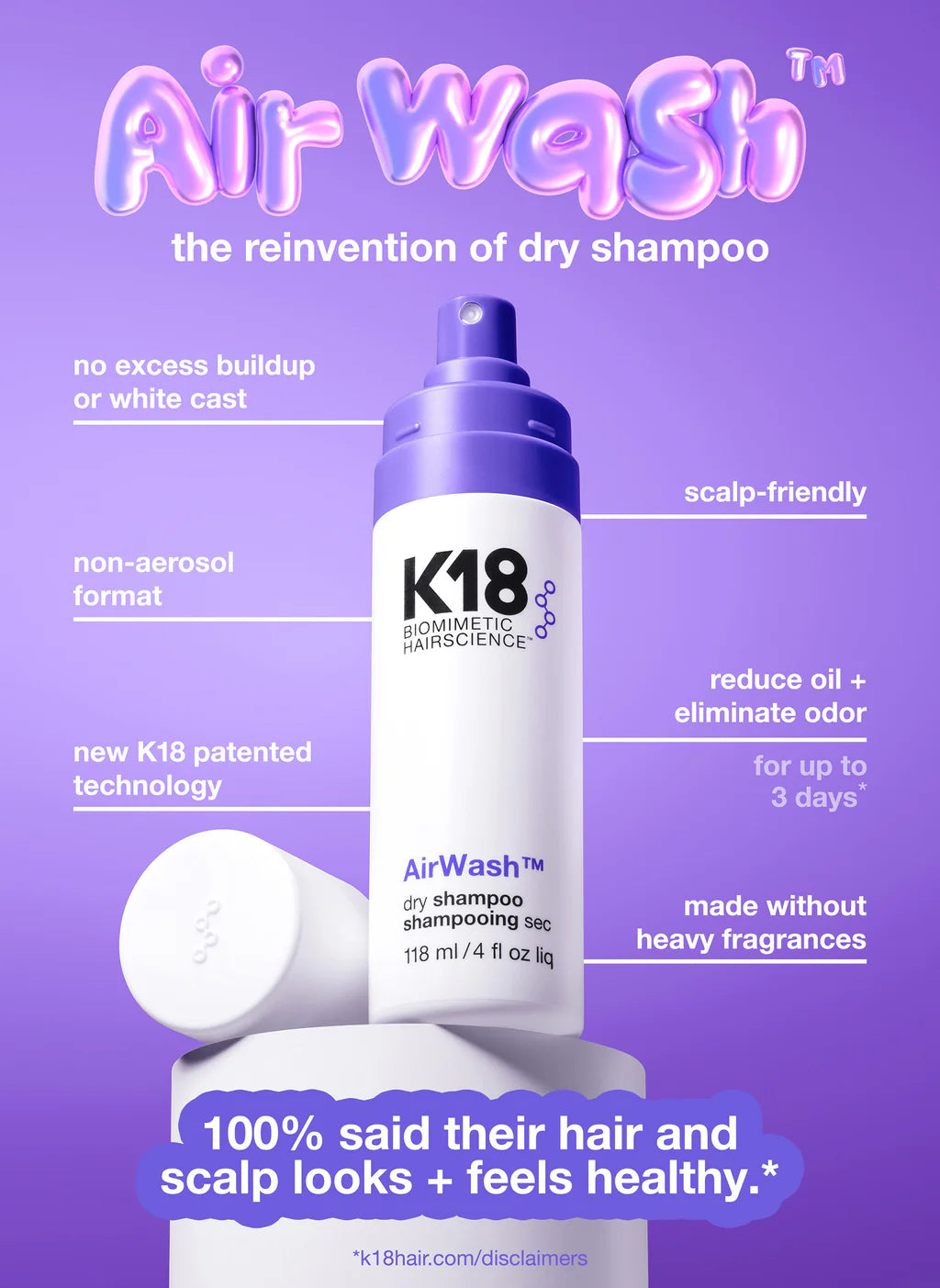 K18 AirWash™ Dry Shampoo 4oz