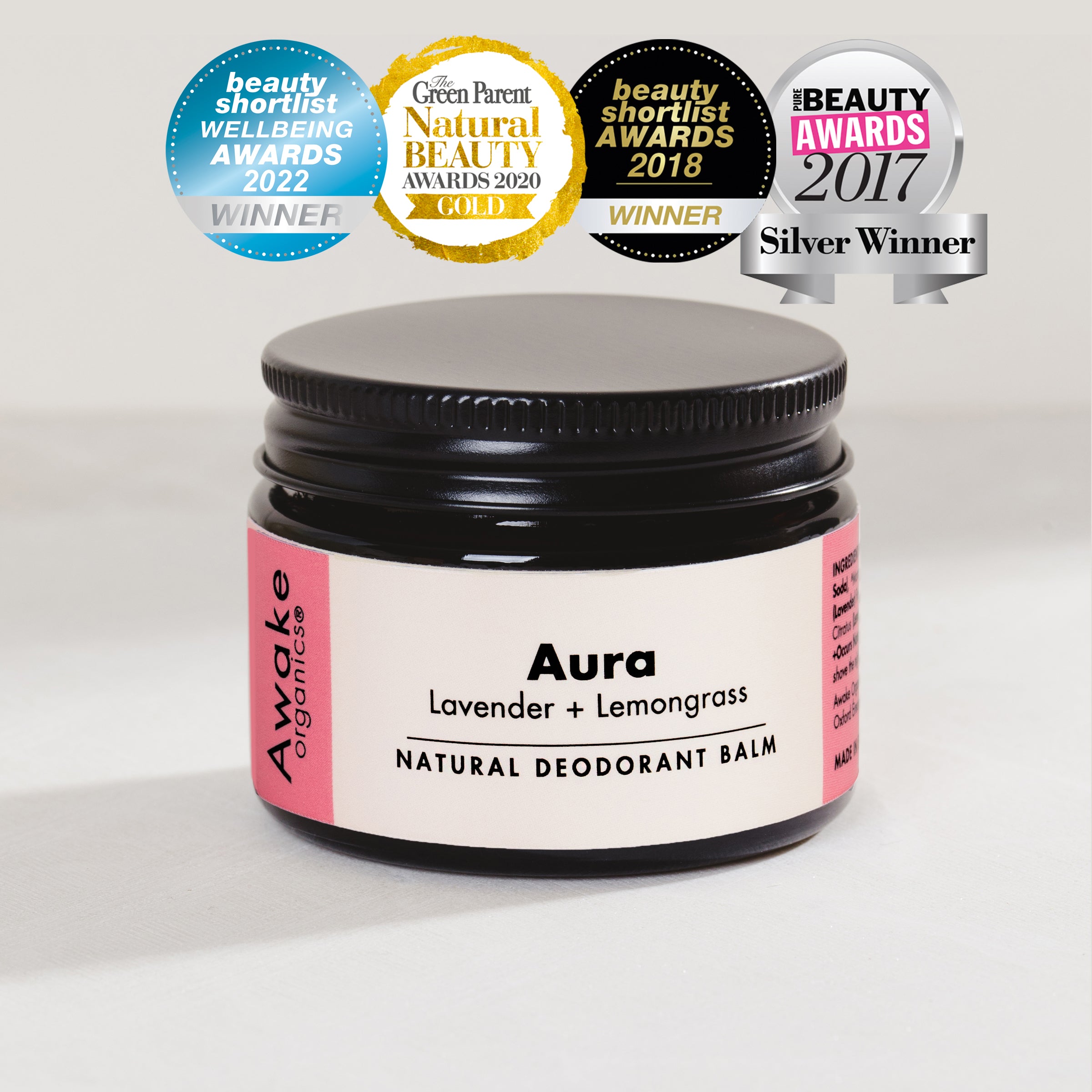 Awake Organics AURA Natural Deodorant Lavender + Lemongrass 55ml