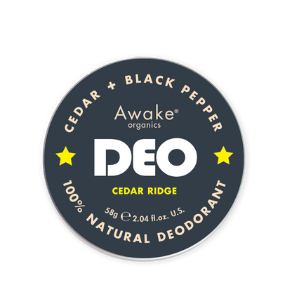 Awake Organics Deo Natural Deodrant Cedar Ridge Cedar + Black Pepper 58g