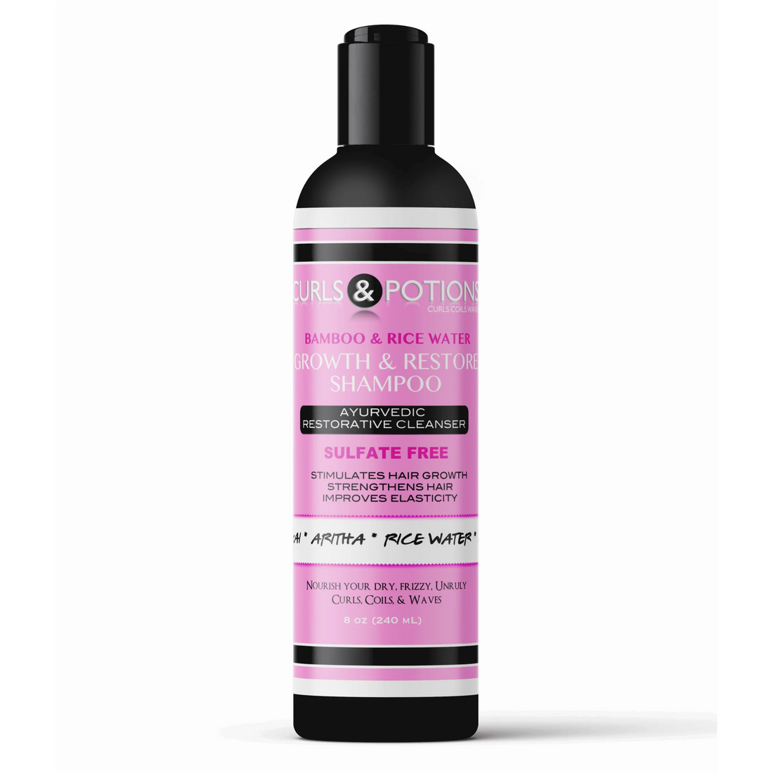 Curls &amp; Potions Bamboo &amp; Rice Water Growth &amp; Restore Shampoo 8oz