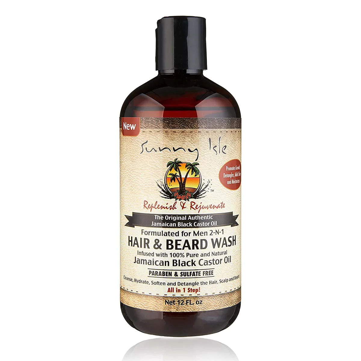 Sunny Isle Jamaican Black Castor Oil Formulated For Men 2-N-1 Hair and Beard Wash 12oz