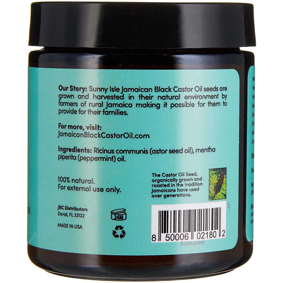 Sunny Isle Jamaican Black Castor Oil  Peppermint Pure Butter 4oz