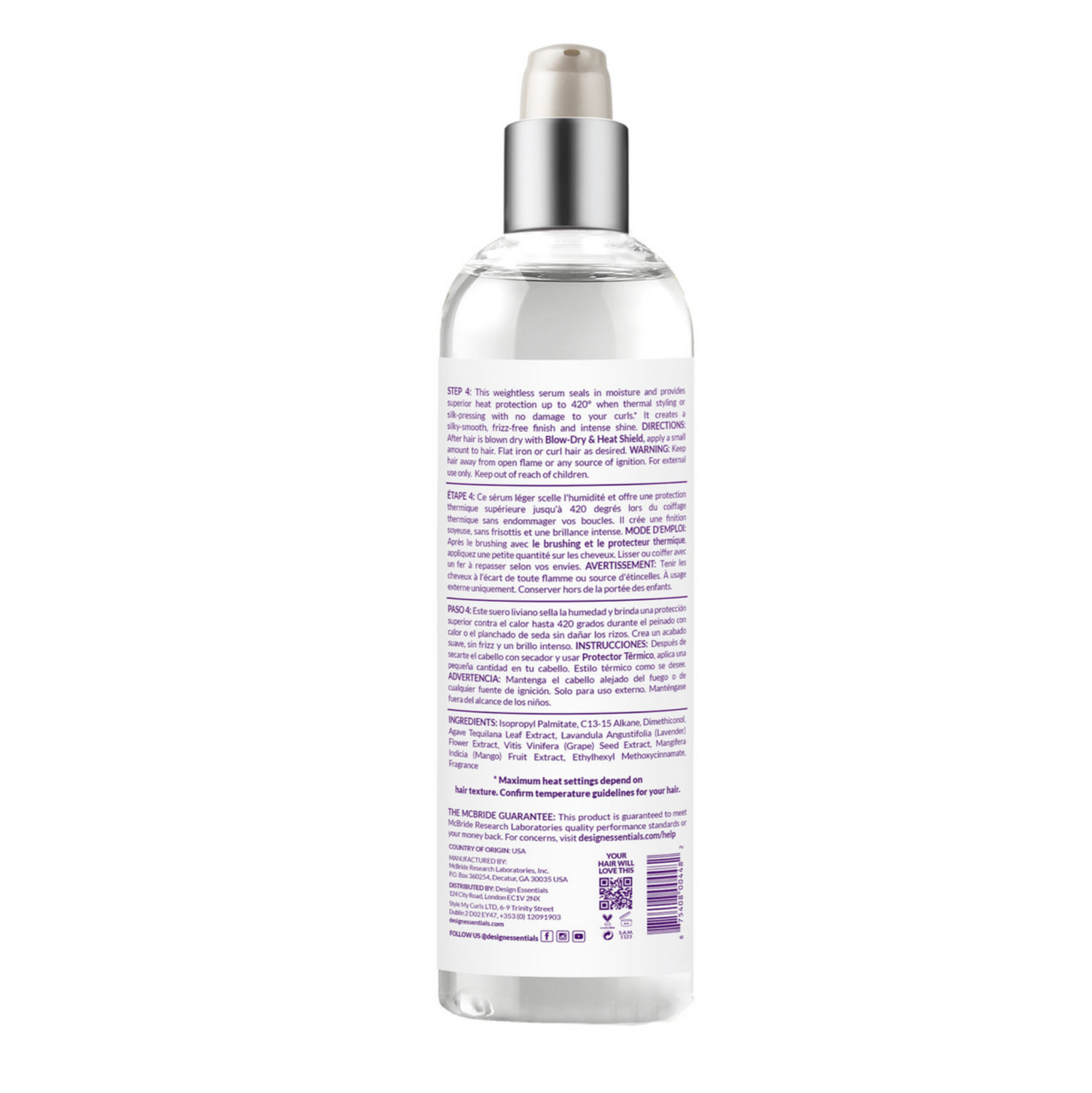 Design Essentials Natural Agave &amp; Lavender Weightless Thermal Protectant Serum 4oz