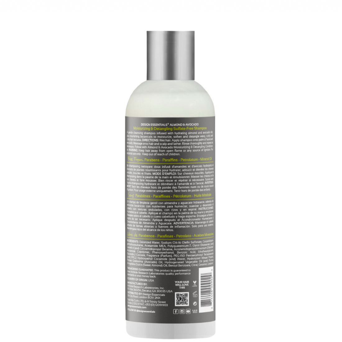 Design Essentials Natural Almond &amp; Avocado Moisturizing &amp; Detangling Sulfate-Free Shampoo 12oz