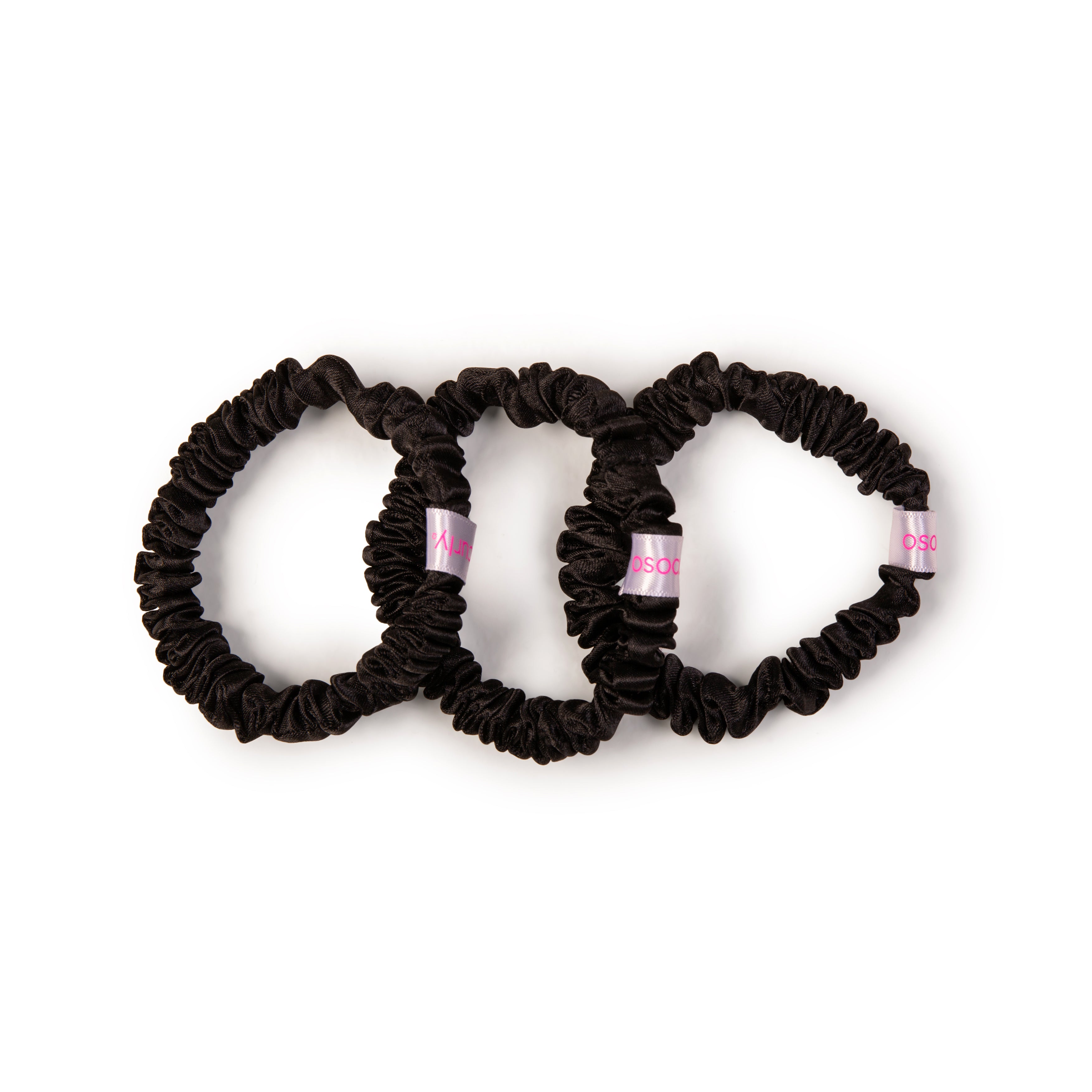 O So Curly Slim Satin Scrunchie - 3 pcs