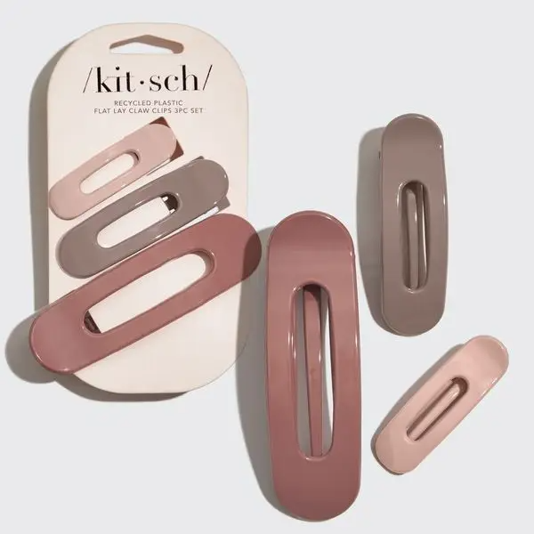Kitsch Flat Lay Claw Clip 3pc Flat - Terracotta