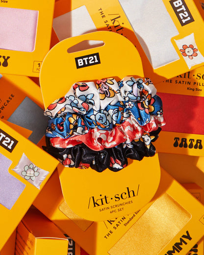 Kitsch x BT21 Satin Sleep Scrunchies 4pc Set