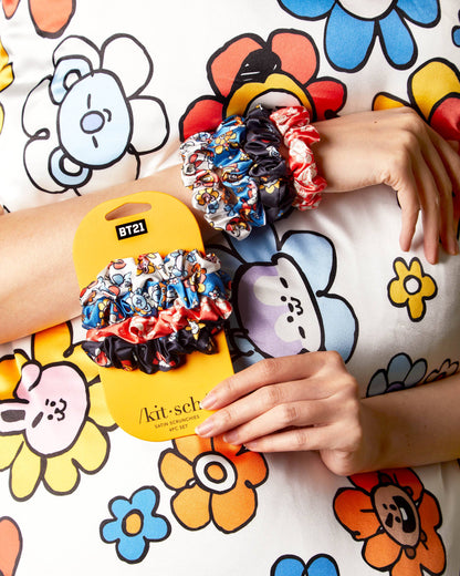 Kitsch x BT21 Satin Sleep Scrunchies 4pc Set