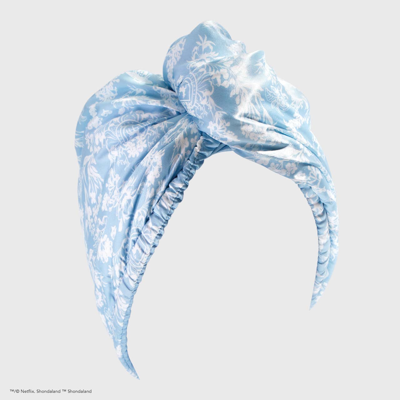 Kitsch x Bridgerton Satin Wrapped Hair Towel - Toile De Blue