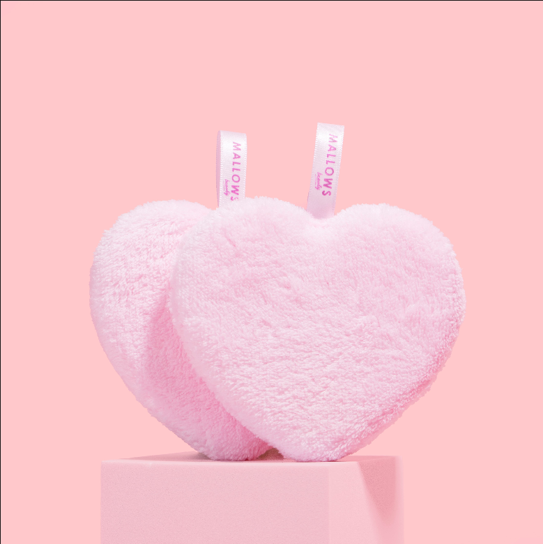 Mallows Beauty Make Up Remover Pink Heart Pads - Pack of 2