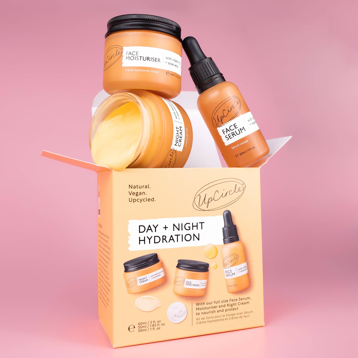 UpCirlce Eco Friendly Vegan Skincare Gift - Day + Night Hydration Set