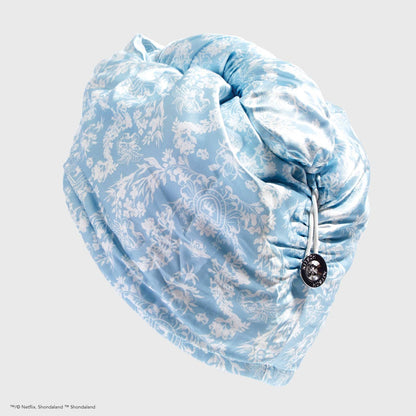 Kitsch x Bridgerton Satin Wrapped Hair Towel - Toile De Blue