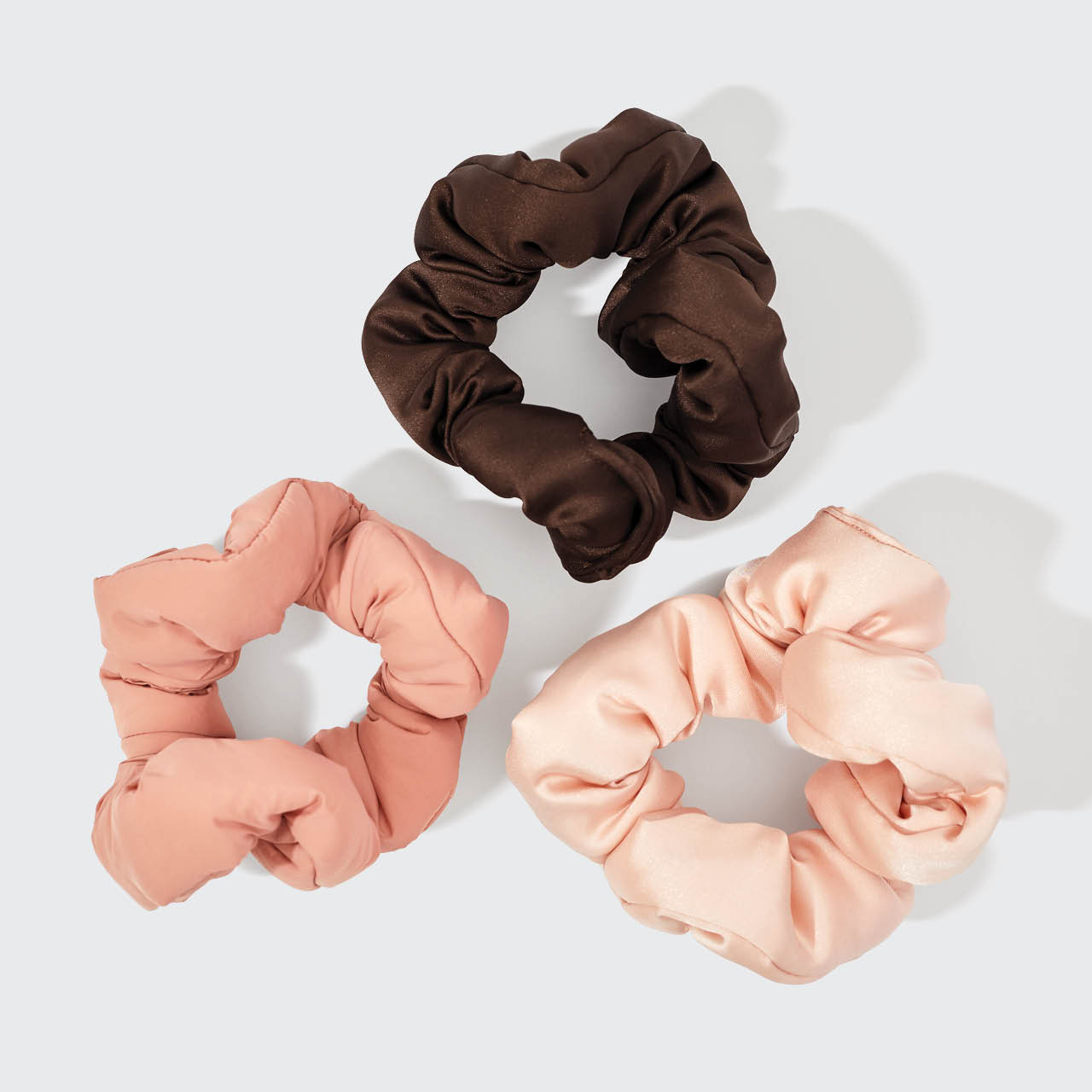 Kitsch Recycled Fabric Cloud Scrunchies 3pc Set - Rosewood