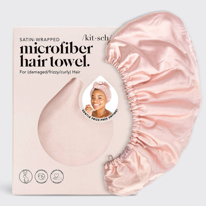 Kitsch Satin-Wrapped Hair Towel - Blush