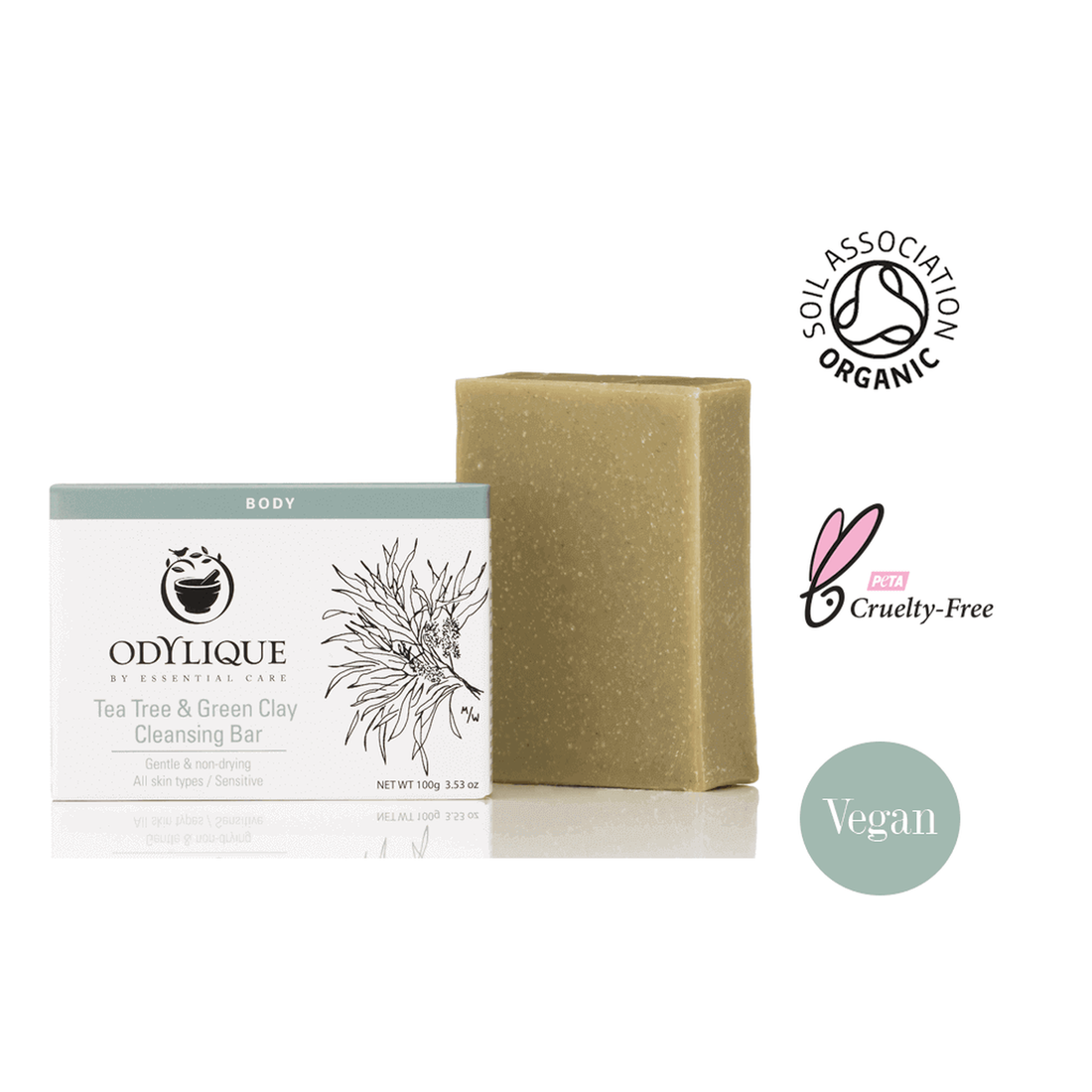 Odylique Tea Tree &amp; Green Clay Cleansing Bar 100g