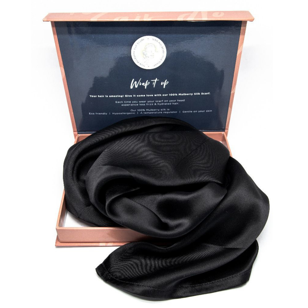 H.E.R 100% Mulberry Silk Head Scarf - Black