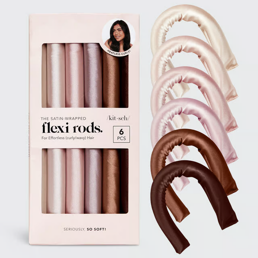 Kitsch Satin Wrapped Flexi Rods - 6pc