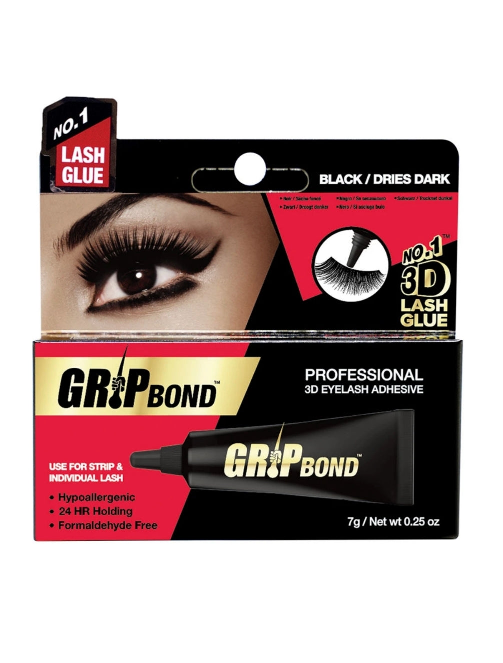 Ebin New York Grip Bond 3D Eyelash Adhesive Tube Black - 0.25oz