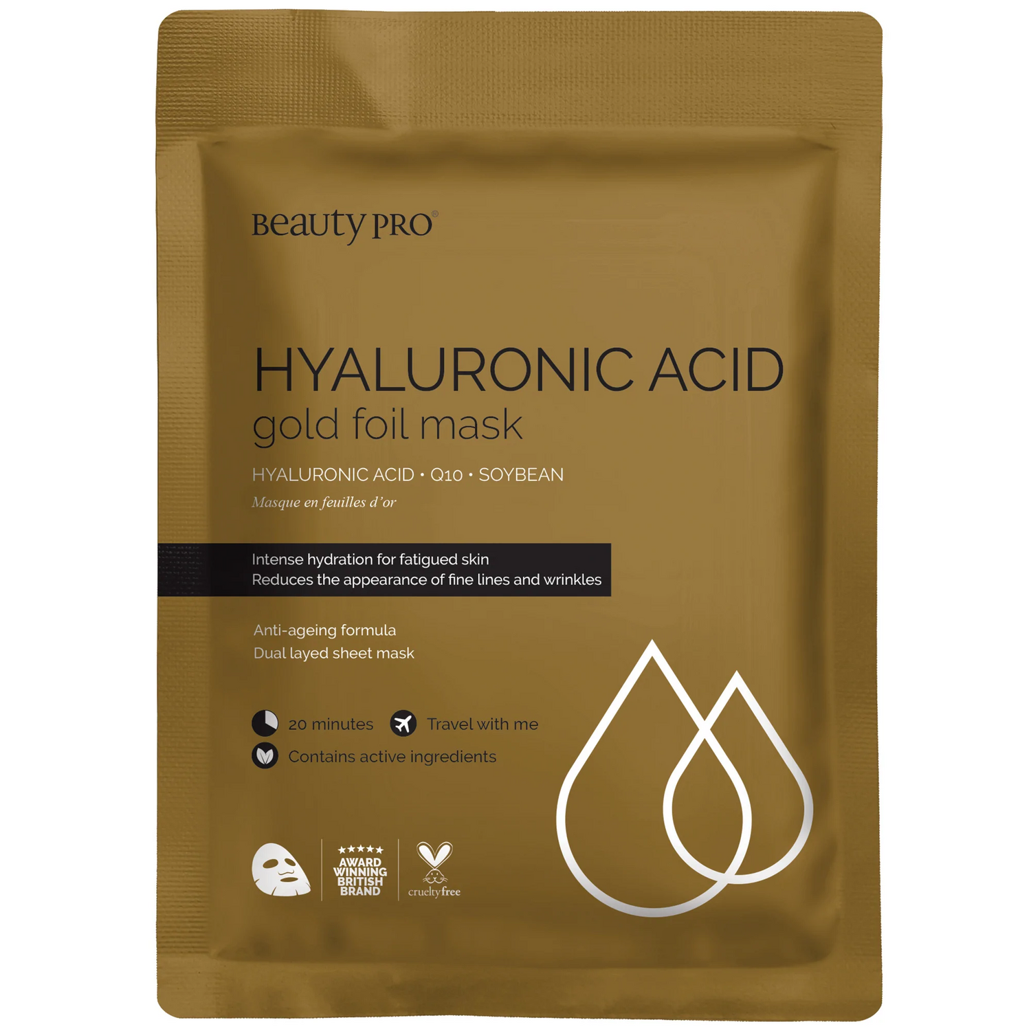 Beauty Pro HYALURONIC ACID Gold Foil Mask