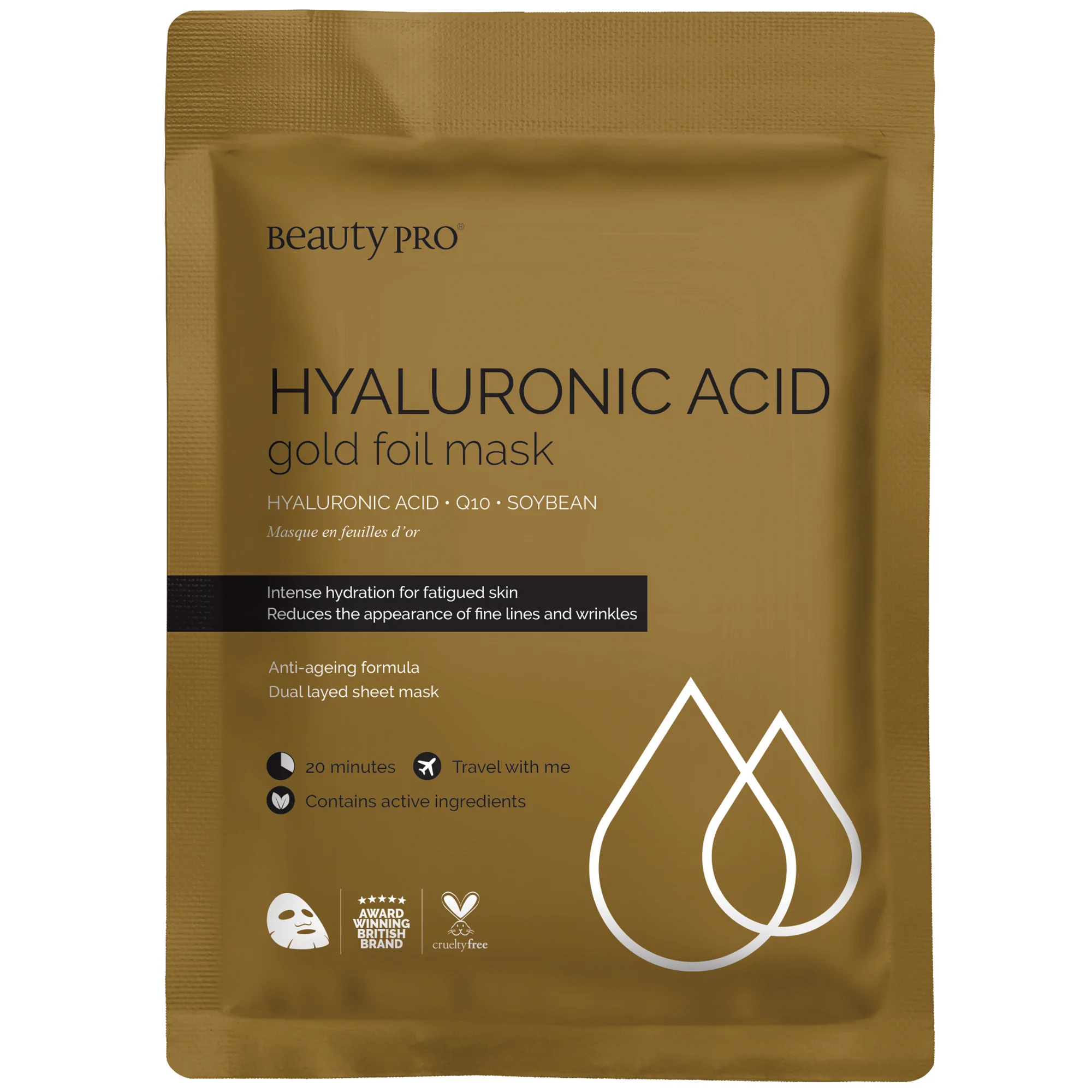 Beauty Pro HYALURONIC ACID Gold Foil Mask