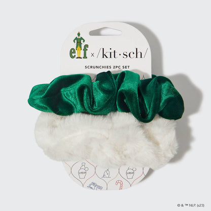 Kitsch x Elf Scrunchies 2pc - White &amp; Green